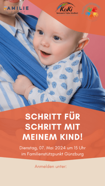 Plakat zur Veranstaltung "schritt für Schritt mit meinem Kind".